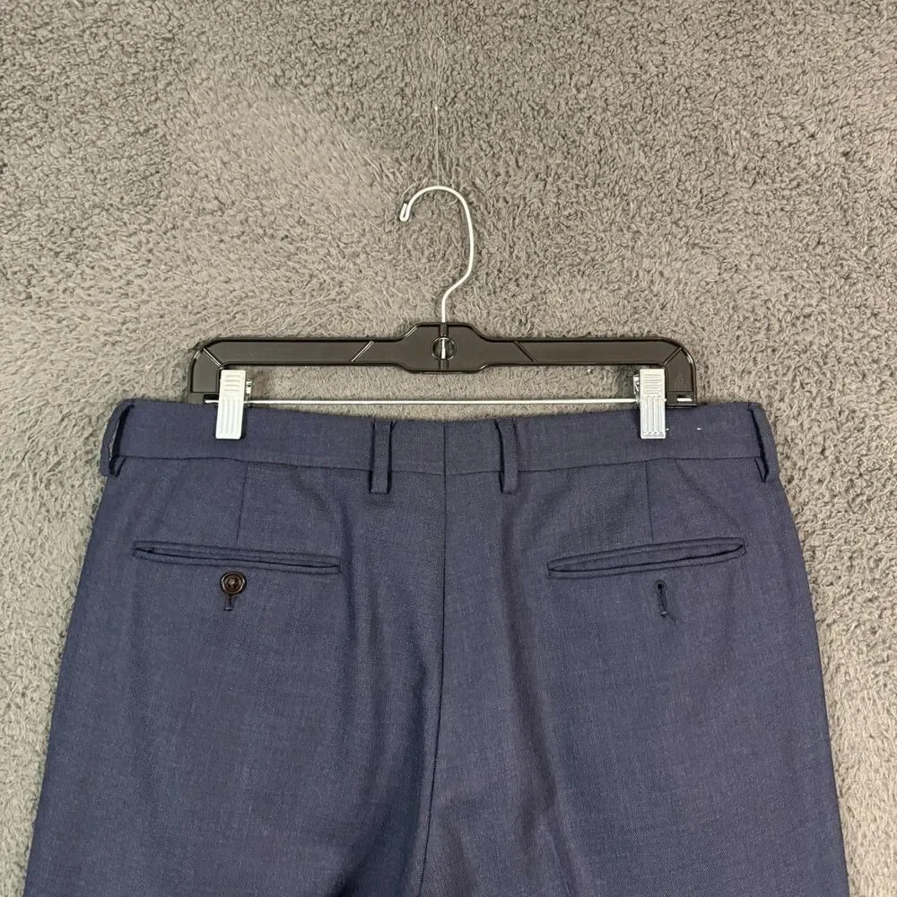 J Crew Dress Pants Mens 34x32 Blue Bowery Slim Fit Wool Slacks Formal